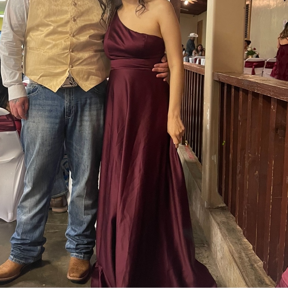 Burgundy satin dress